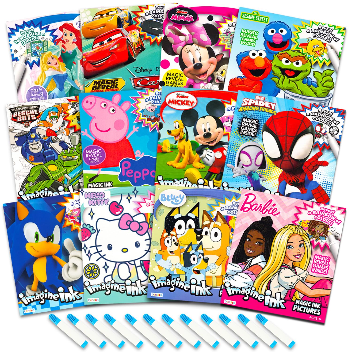 Disney Actividades de arte y manualidades de avión sin desorden para niños pequeños, páginas de actividades para colorear, juegos, rompecabezas, tinta invisible, artículos esenciales de viaje para