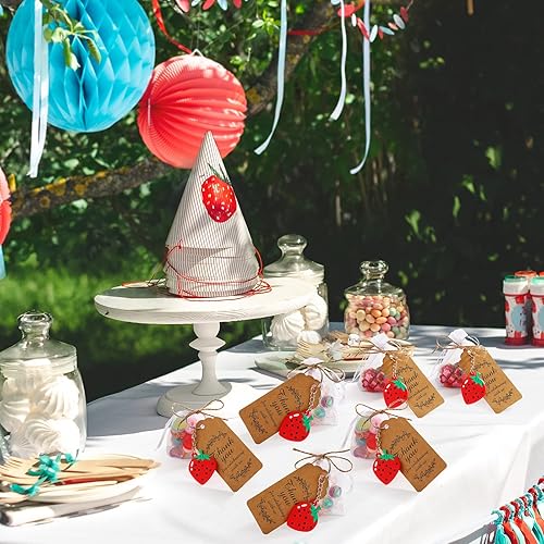 Miniatura 7 de Jadive Llaveros de fresa, regalos de fiesta de baby shower, fruta y fresa, llaveros para invitados, bolsa de regalo blanca, etiquetas de