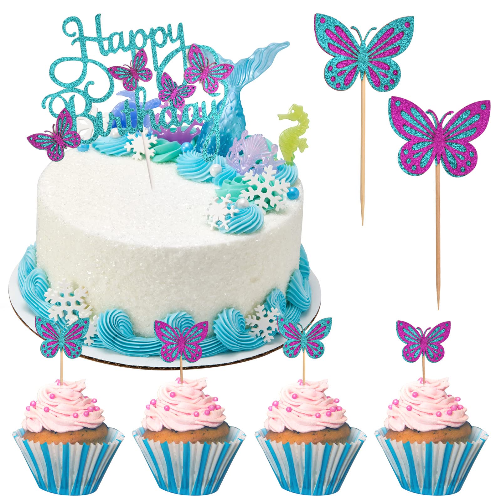13 Pièces Gâteau Topper De Papillon Happy Birthday Gâteau Topper De