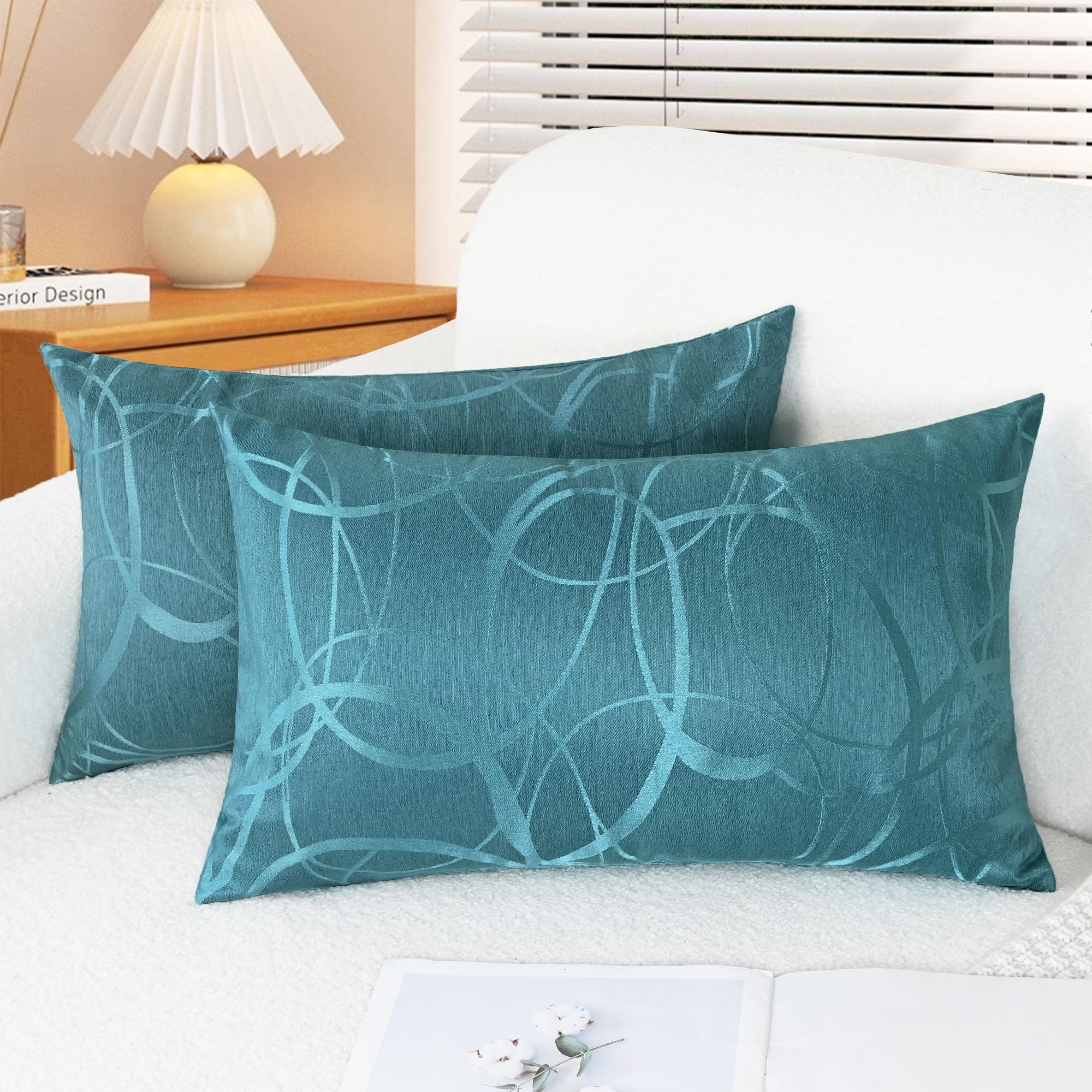 Throw Pillow Cases CaliTime Modern Shining Dull Contrast Circles Rings Geometric Cushion Covers Shells for Couch Sofa Home Decor 12 X 20 inch Pack of