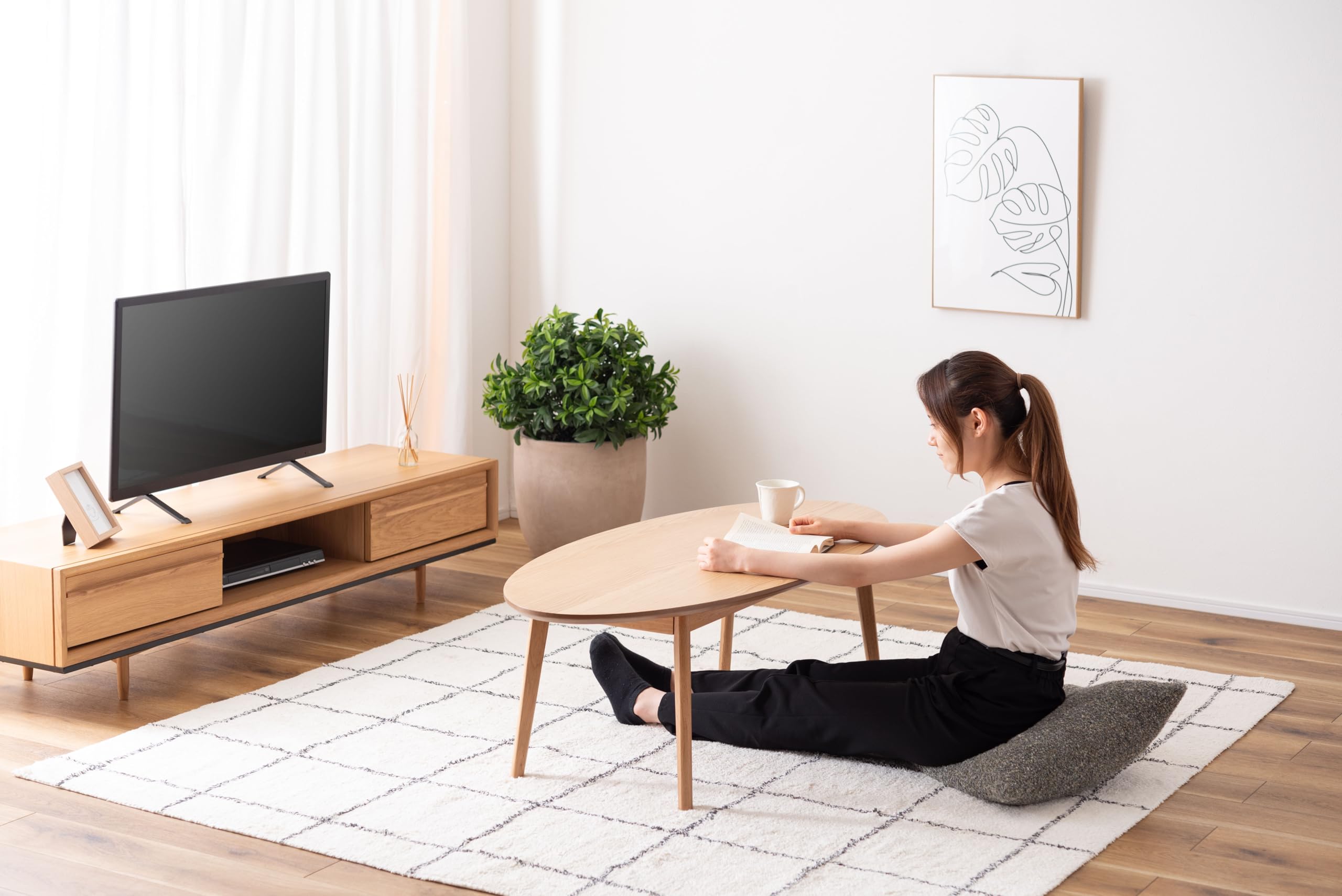 Amazon｜東谷 オーバルテーブル 幅120 奥行55 高さ38 リビングテーブル