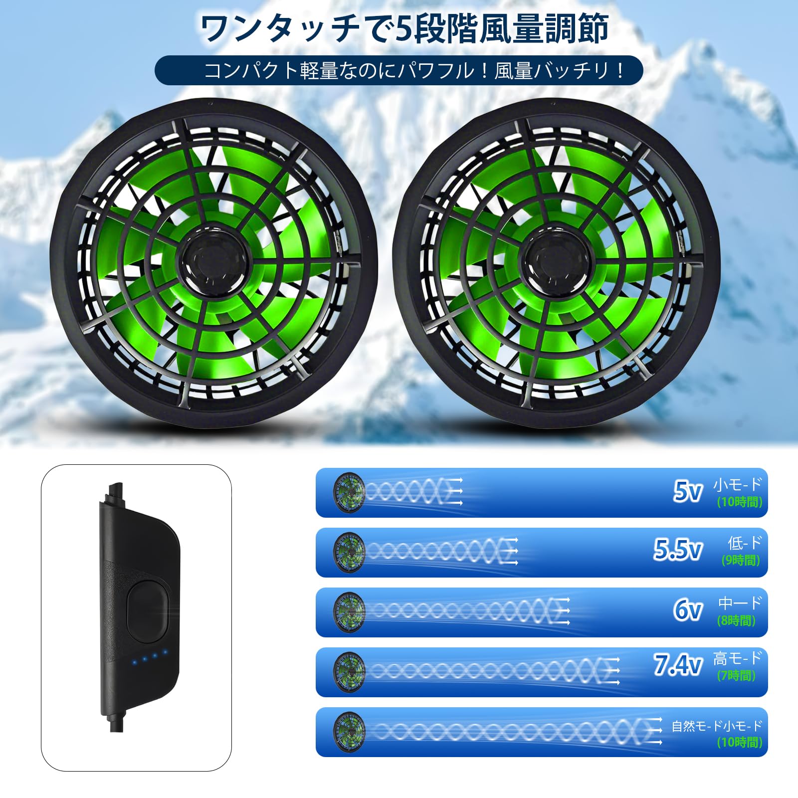 Amazon.co.jp: 空調作業服 ファン 冷却服用フ ァン5V-7.4V 大