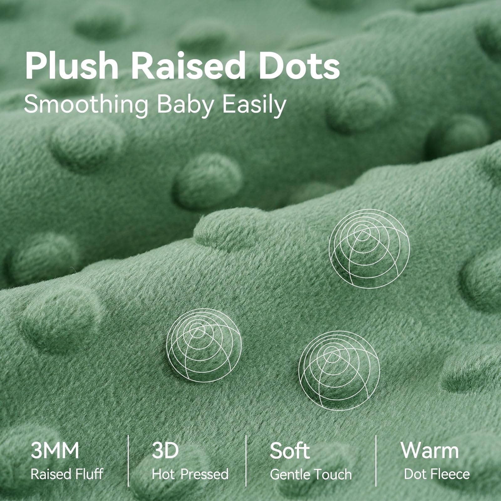 Unnivoll Baby Sleeping Bag 1.5 Tog with Plush Dots Sleep Bag 2 Pack Baby Sleep Sack Wearable Blanket for Newborn Infant 6-12 Months Blue&Green — view 5