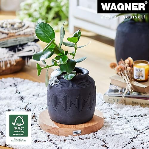 Miniatura 2 de WAGNER - Carrito para plantas MASSIV - Ø 9.84 x 1.97 in - Carrito de flores para uso en interiores, soporte para plantas hecho de madera de haya