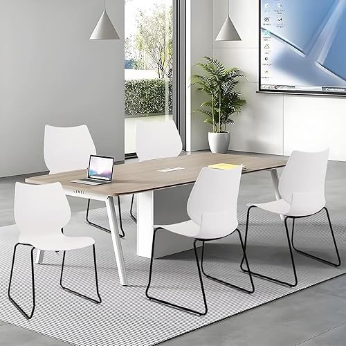 Miniatura 2 de Silla apilable para sala de espera, silla de oficina apilable con soporte lumbar ergonómico y patas de metal, sillas de escritorio de plástico para