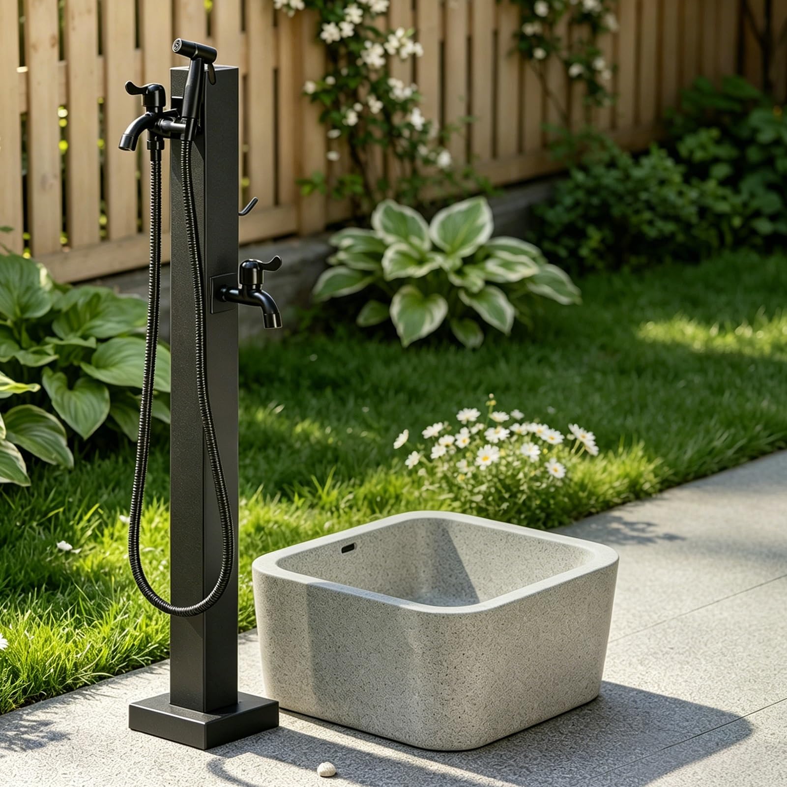Outdoor Faucet Water Column, Stainless Steel Freestanding Courtyard Spigot Decorative Hose Stand Post, Antifreeze Garden Tap for Irrigation and Car Wash(D,Height: 95cm/37.4in)