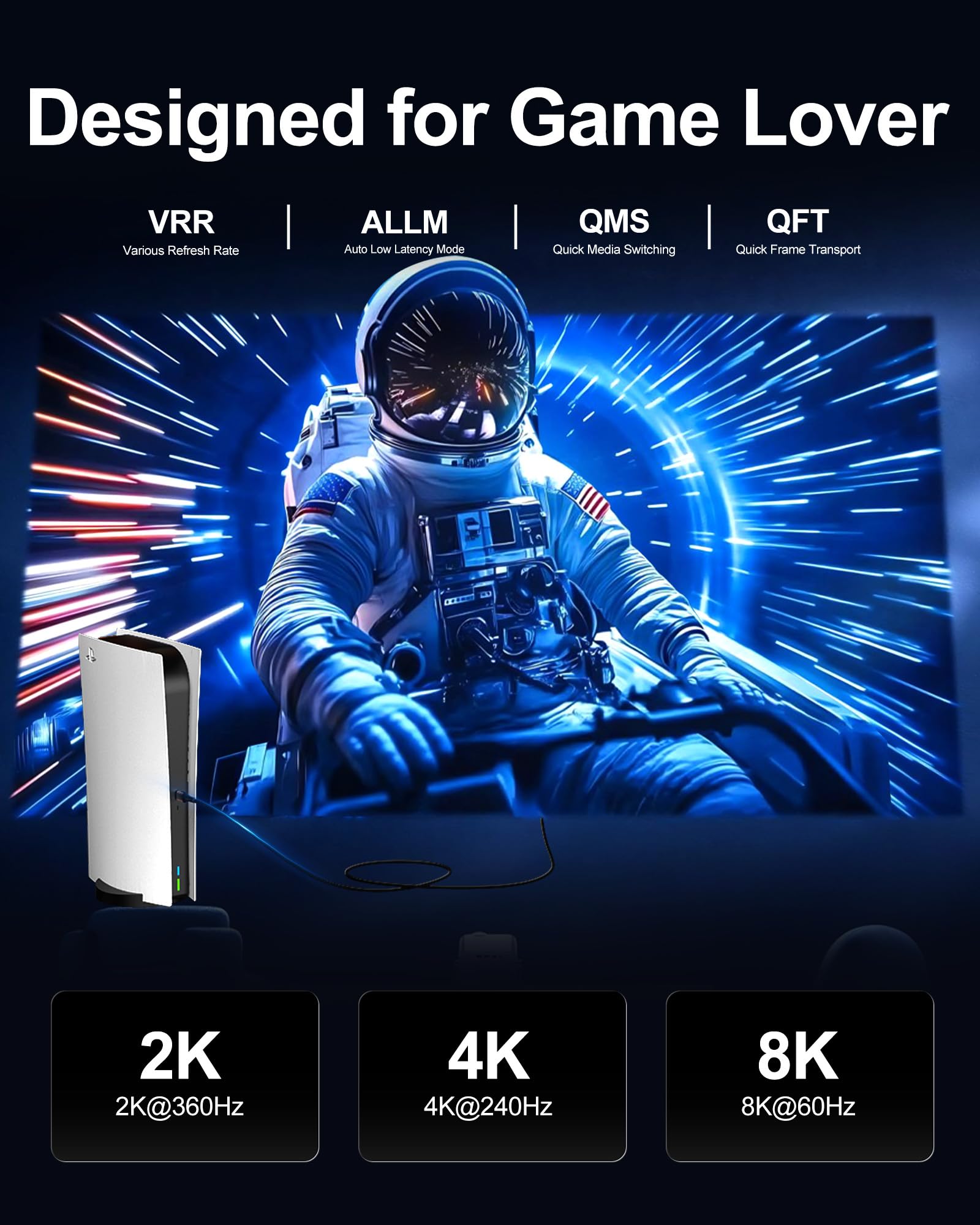 Cavo HDMI in fibra ottica da 0,9 m, cavo HDMI 2.1 lungo 8 K, 48 Gbps, supporto ad alta velocità 8K a 60 Hz, 4K a 240 Hz, HDR/eARC/HDCP 2.2 e 2.3/3D, compatibile con PS5, PS4, Xbox, HDTV