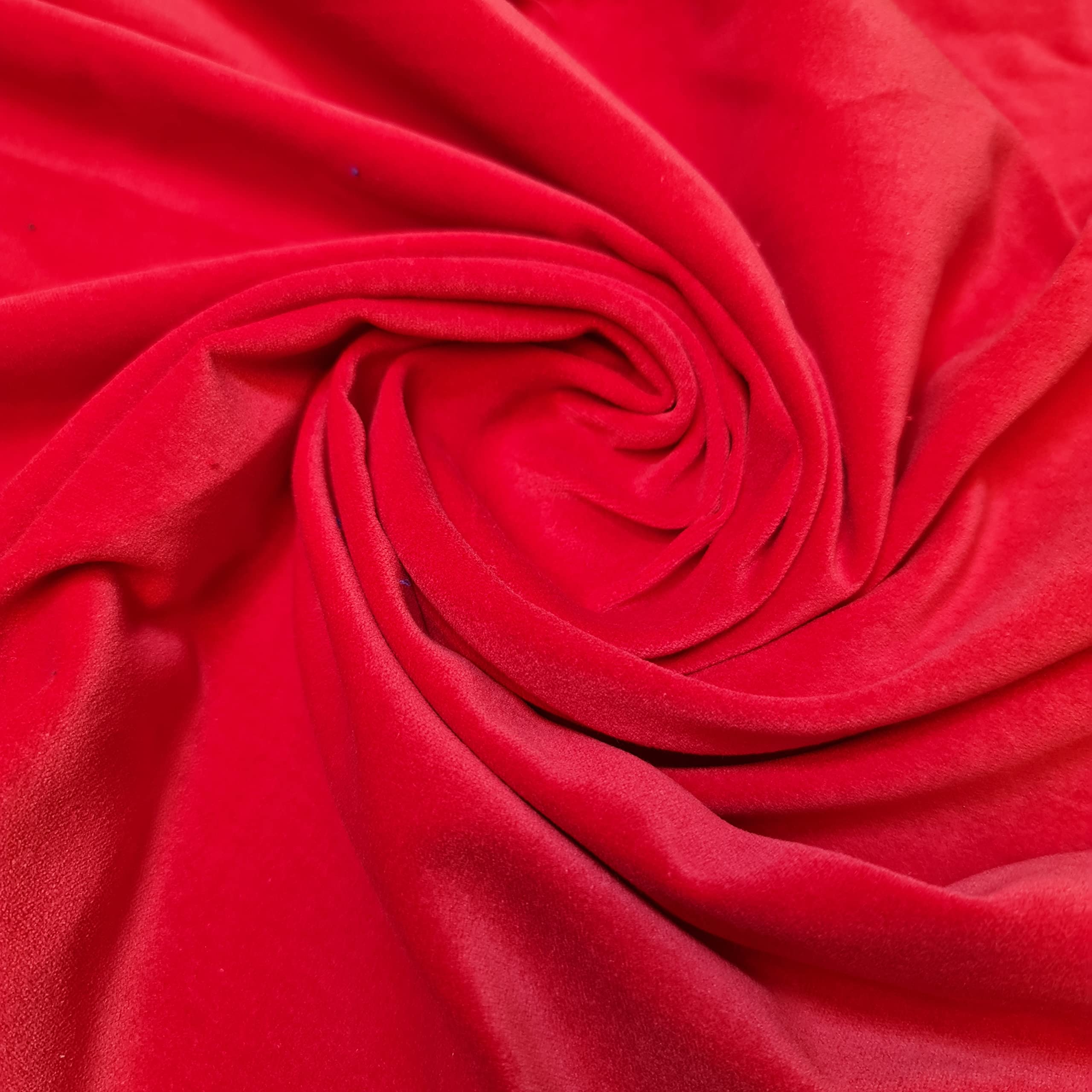 Tessuto 100% velluto di cotone, 5 metri, per abiti, abiti, tappezzeria, 111,8 cm (rosso)
