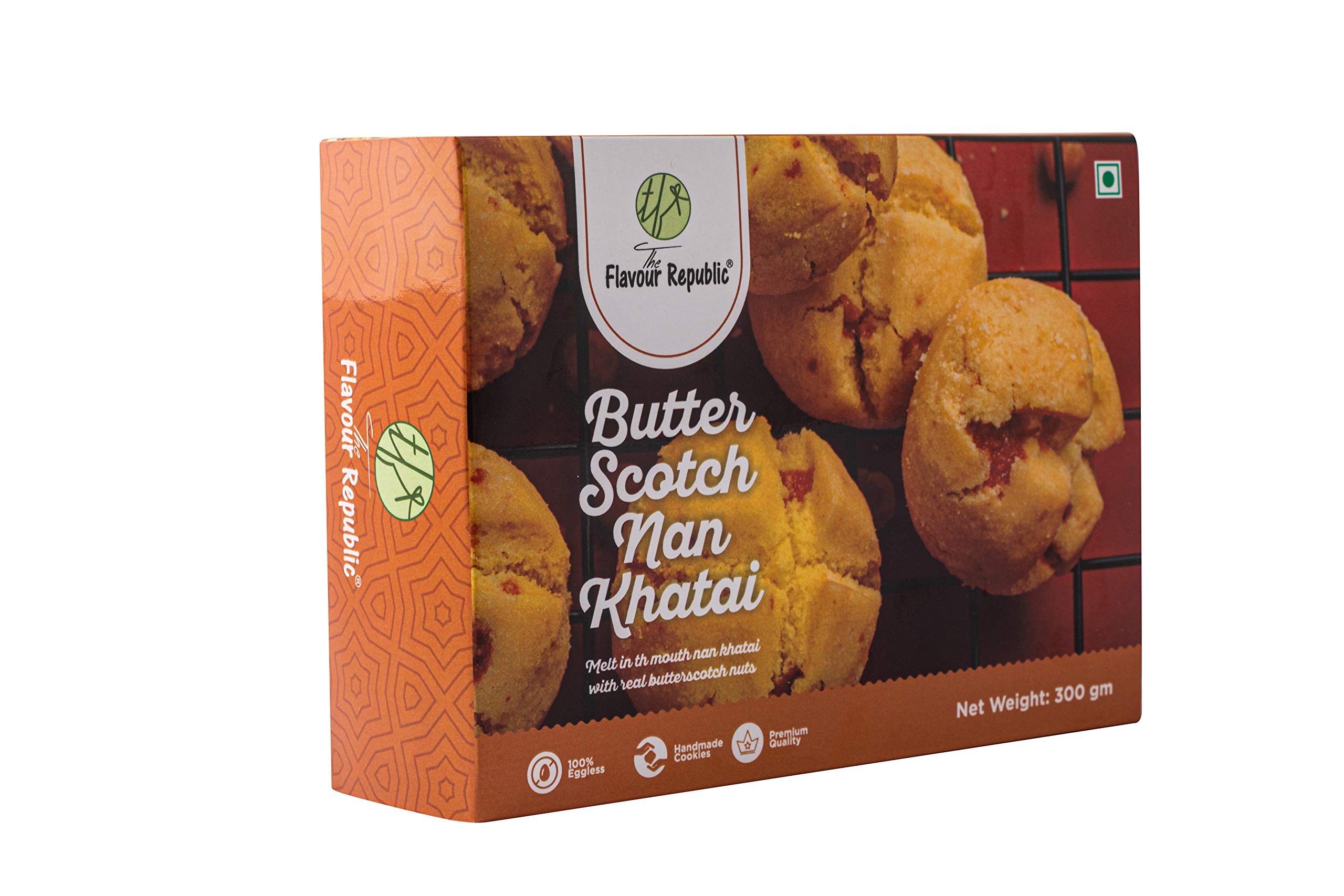 The Flavour Republic Butterscotch Nan Khatai - 600 Gms(Combo Pack 2 * 300 Gms) Pure Vegetarian Premium Nan Khatai || Handmade Delicious Nan Khatai Biscuits With Real Butterscotch Nuts