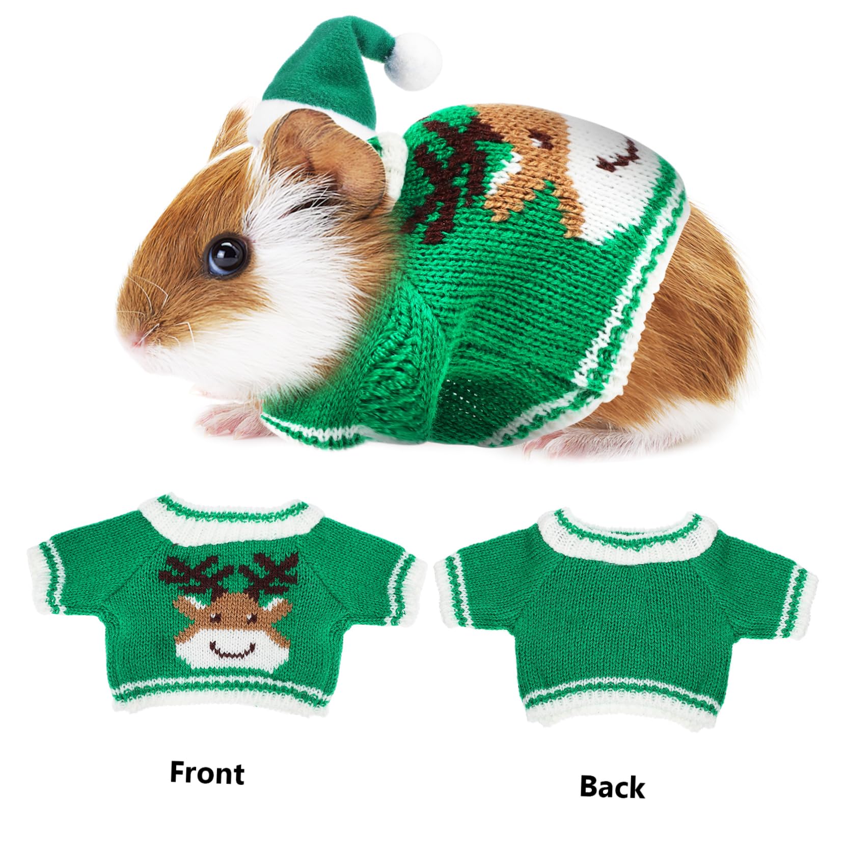 Costume De Noël Pour Petit Animal (2 Chapeaux + 2 Pulls) - Élastique, Doux, Pour Cochon D'Inde, Hamster, Lapin