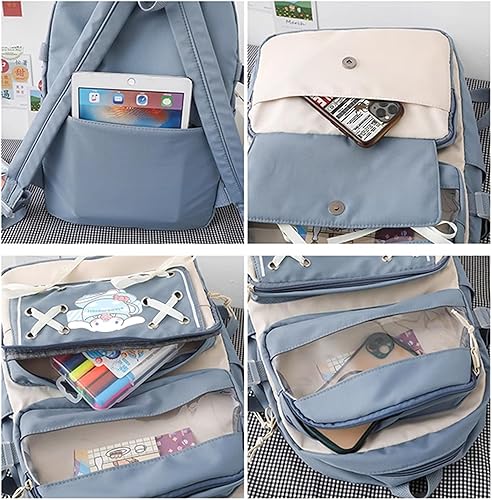 Miniatura 5 de Roffatide Anime Kuromi - Mochila Kawaii con 21 piezas de accesorios de dibujos animados estética de viaje nuevo semestre bolsa de regalo con bonitos