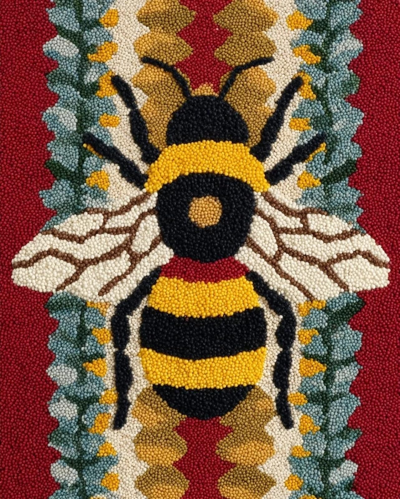 Wallphantom DIY Craft Latch Hook Rug Kits,bee