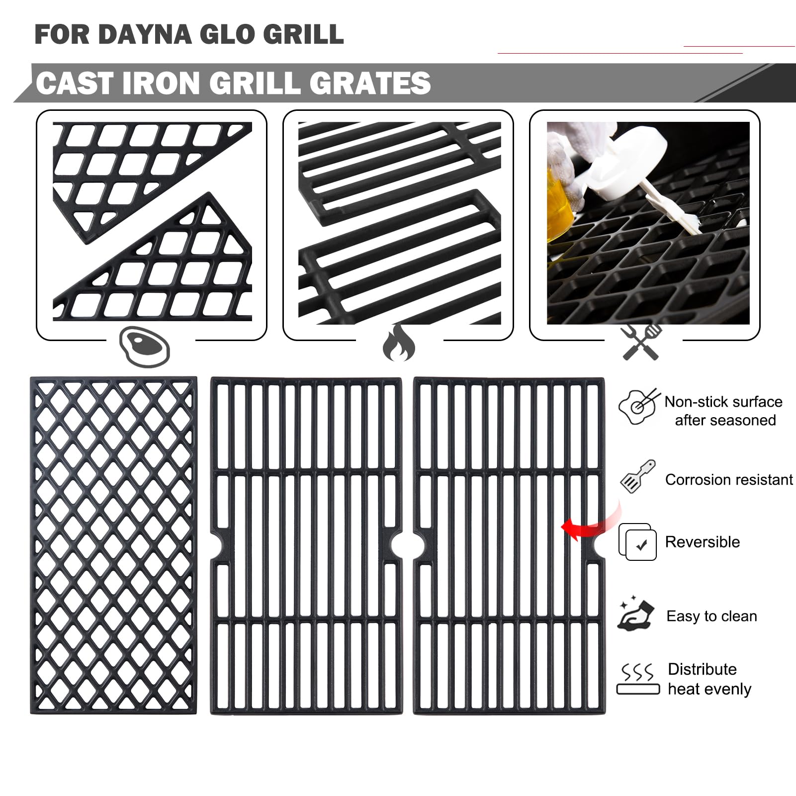 DGH474CRP Tende di calore Griglie di ricambio per Dyna Glo Grill Parti di ricambio DGH474CRP-D DGH474CRN-D Parti di griglie 70-02-411 Griglie Sear laterale Plus Piastra di calore del bruciatore 70-02
