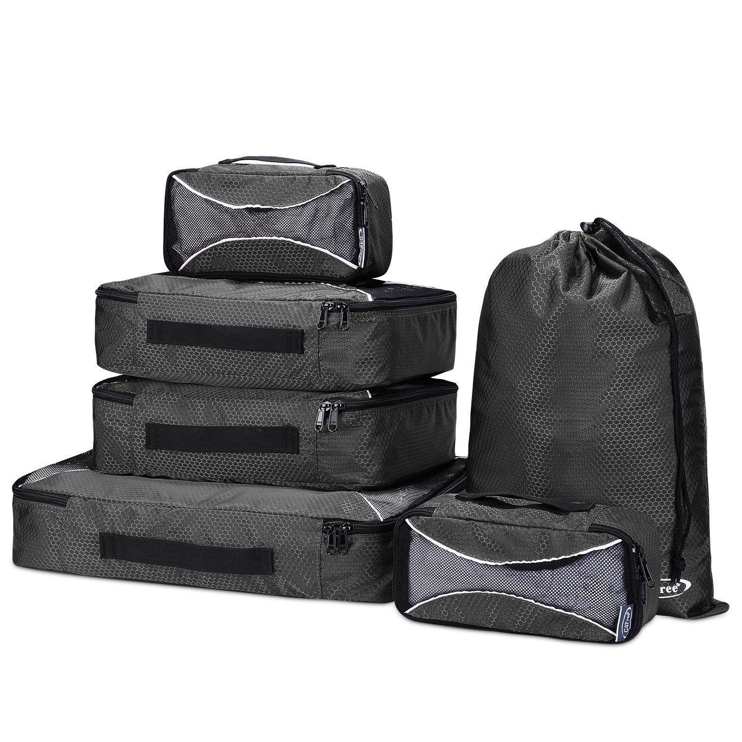 G4Free 6pcs Packing Cubes Value Set for Travel Luggage Organizers, Black