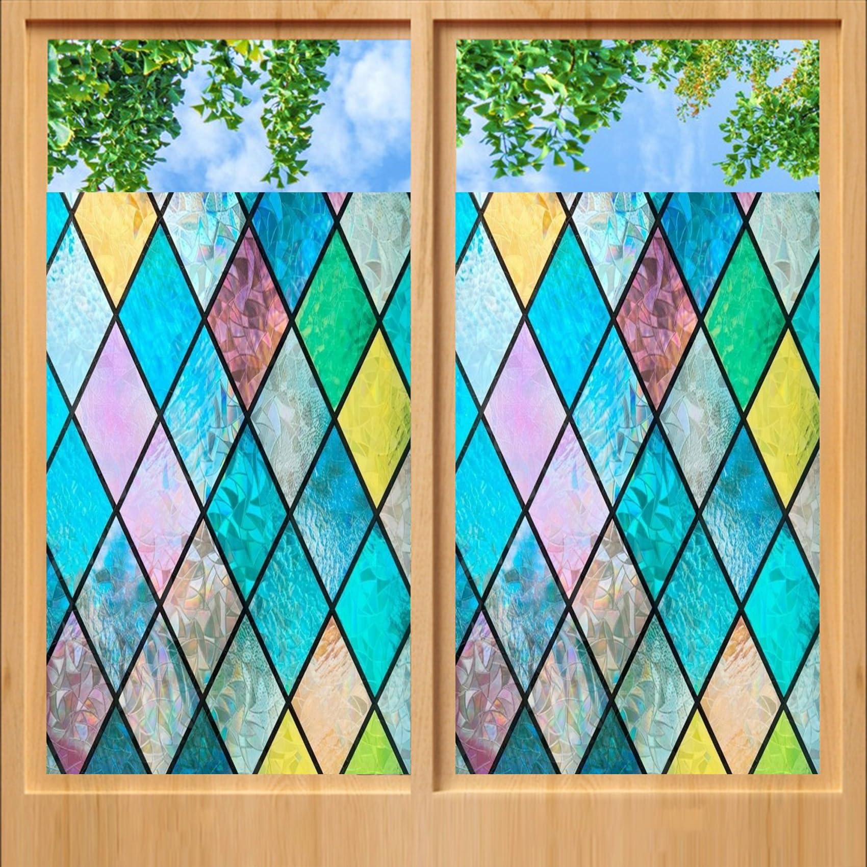 Privacy Film for Glass 60 x 570 cm, Light Blocking, Privacy Decorative, Removable Reusable, Glass Window Decorative Stickers with Toolkit for Office, Crystal Grid