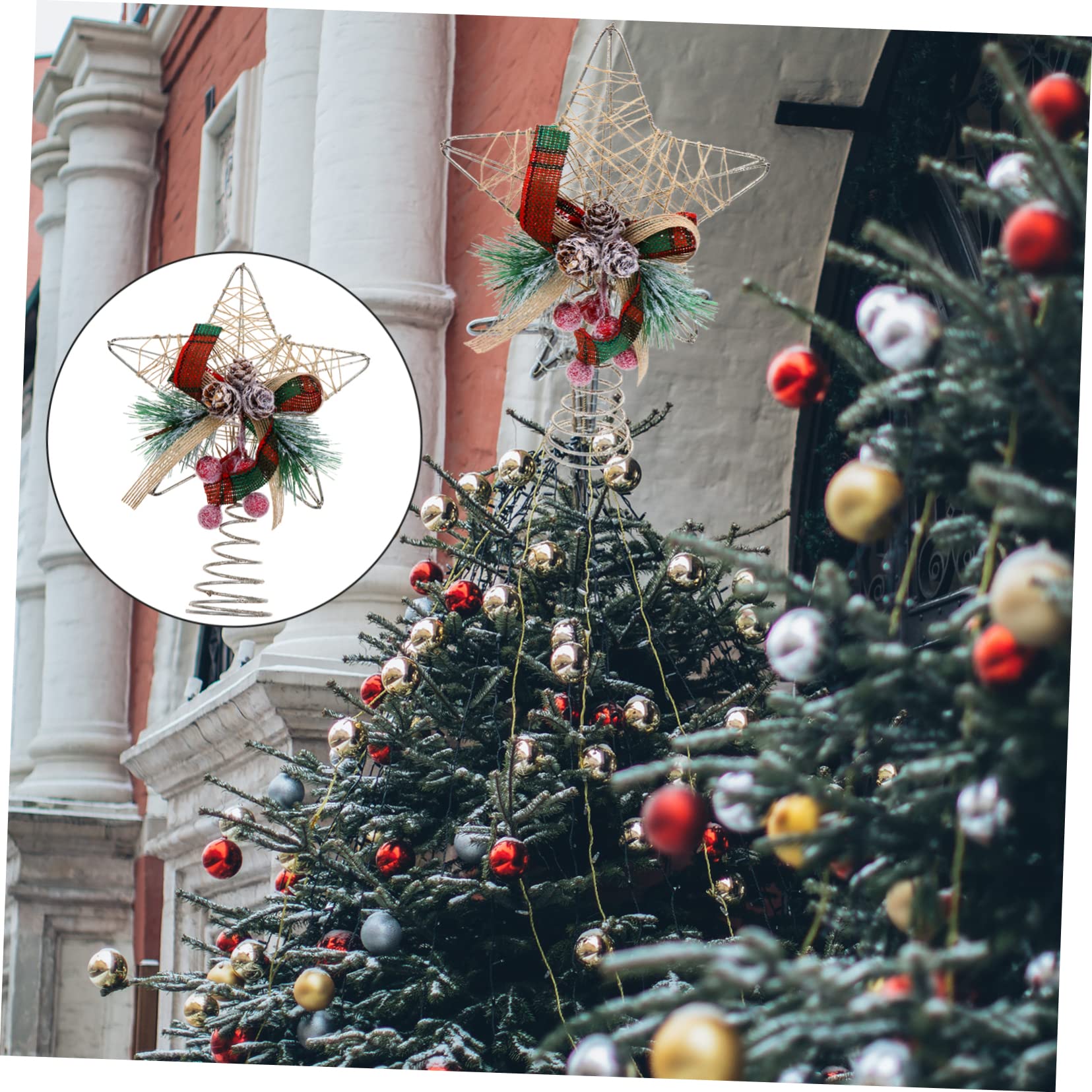 7 STK Weihnachtsbaumspitze Stern Irisierend Tür Neon Dekorationen Fee Weihnachtsschmuck Stern-weihnachtsbaumspitze Gold Einzigartig Baumspitze Rote Weihnachtsbaumspitze Eisen MAGICLULU