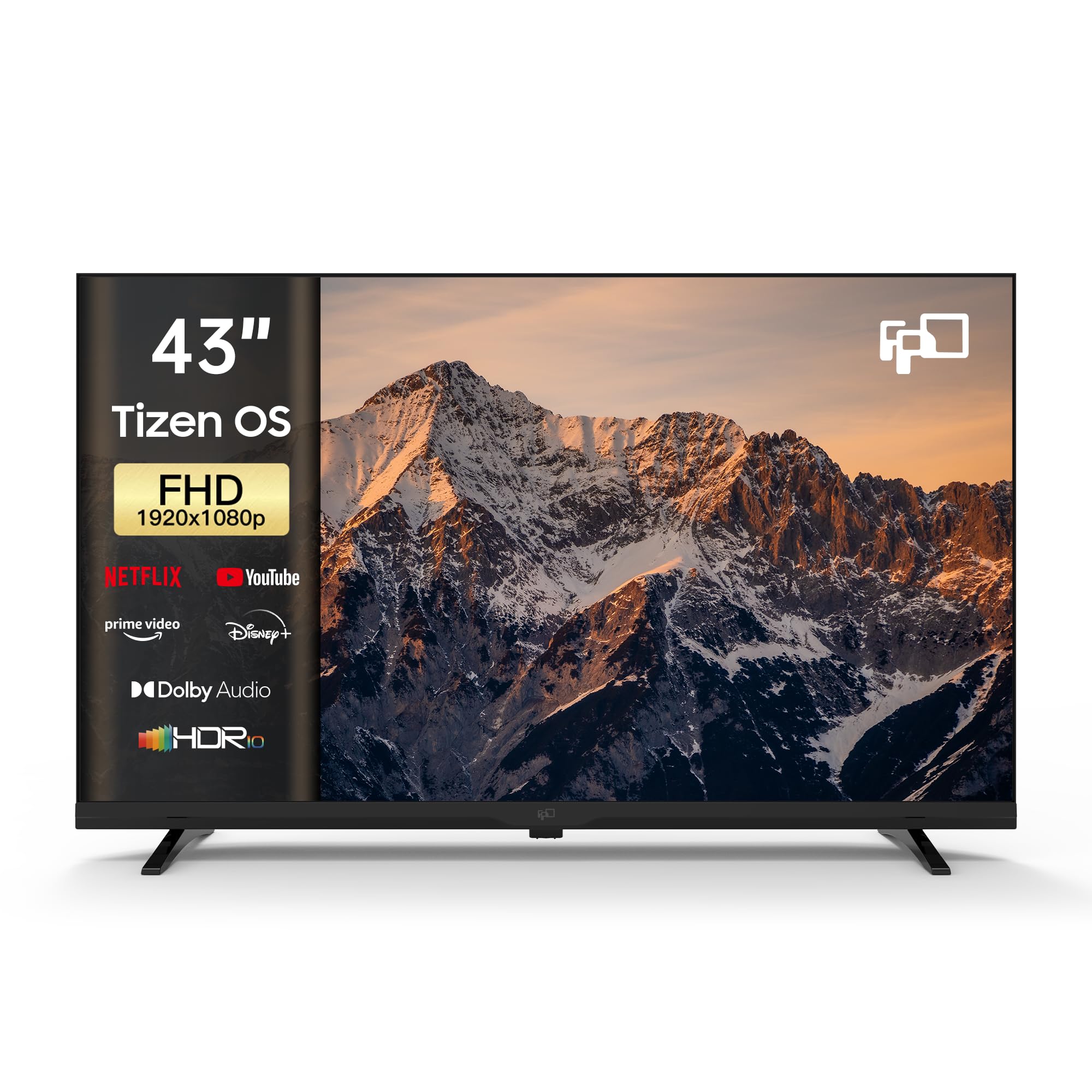 FPD 43 Inch Smart TV 1080P Full HD Powered by Tizen OS Compatible with Dolby Audio, HDR 10, HDMI, WiFi, Bluetooth, Flat Screen Television (AT43-P1, 2025)
