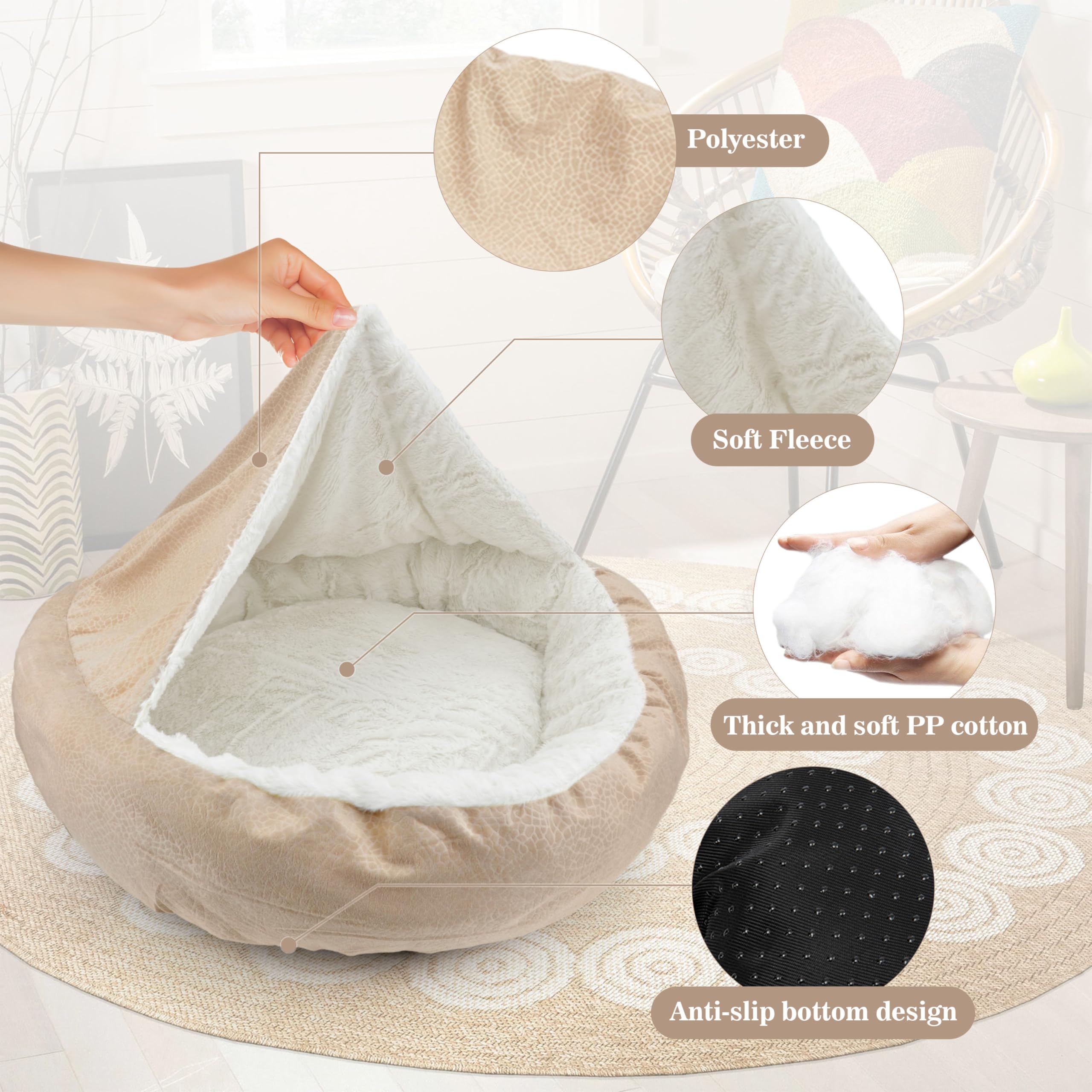 Cuccia Pelosa PATAM Alaska – Lettino A Ciambella Sfoderabile, Antiscivolo E Lavabile In Lavatrice, Rosa, Large 71 Cm