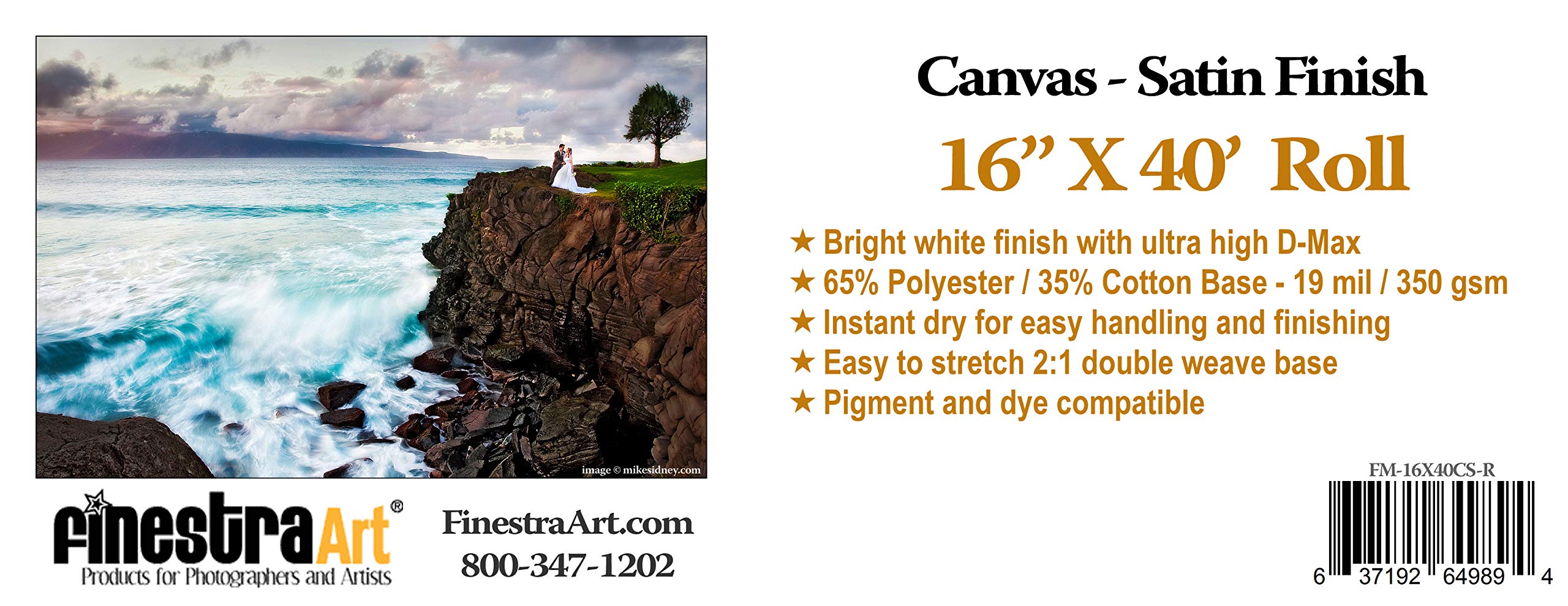 16" X 40' Satin Canvas Easy Stretch Inkjet Media - Roll