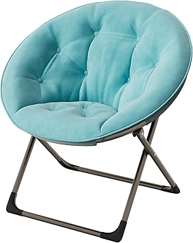 GAOMON Saucer Chair, Comfy Chair Faux Fur Lounge Moon Chair with Folding Metal Frame, Oversized Plush Flower Accent Seat for Adults, Teens & Kids, for Teens, Bedroom, Dorm or Living Room, Blue
