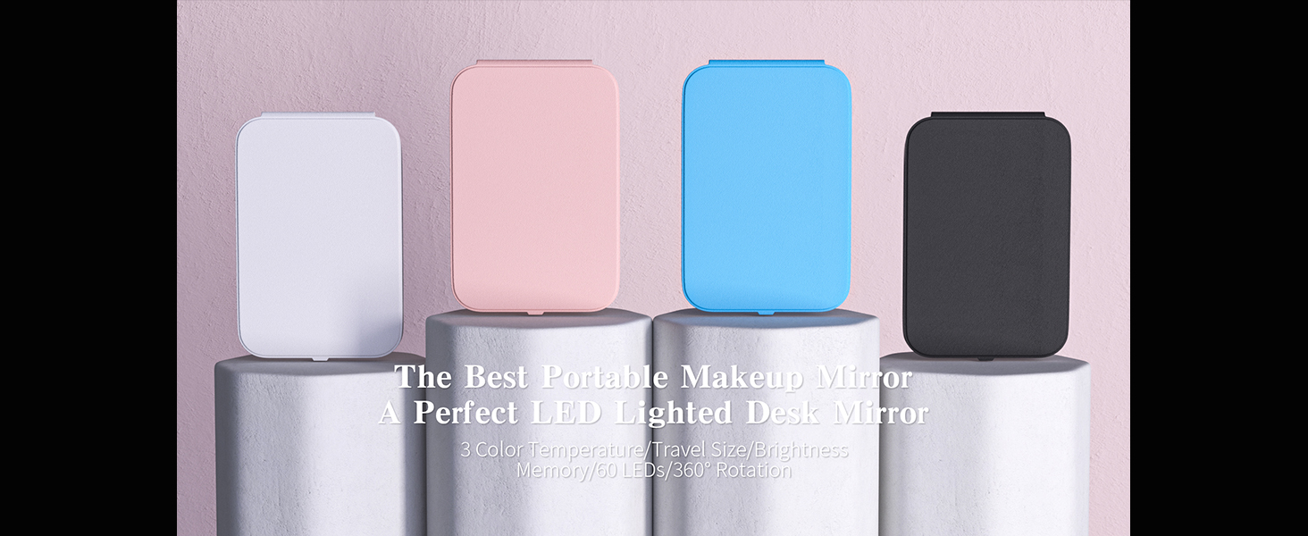 Amazon.com: Kintion Travel Makeup Mirror, Portable LED Lighted