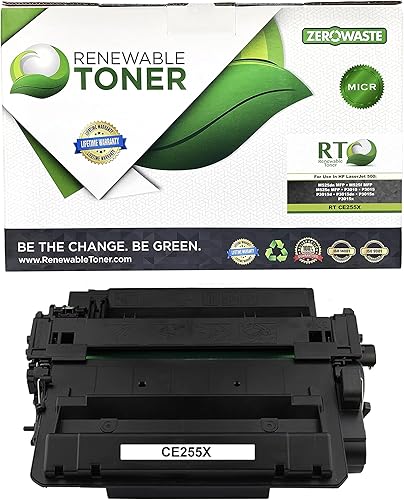 Renewable Toner 55X MICR - Repuesto de alto rendimiento compatible con impresoras láser HP 55X 55A CE255X CE255A P3015 P3015dn P3015x Pro MFP M521dn
