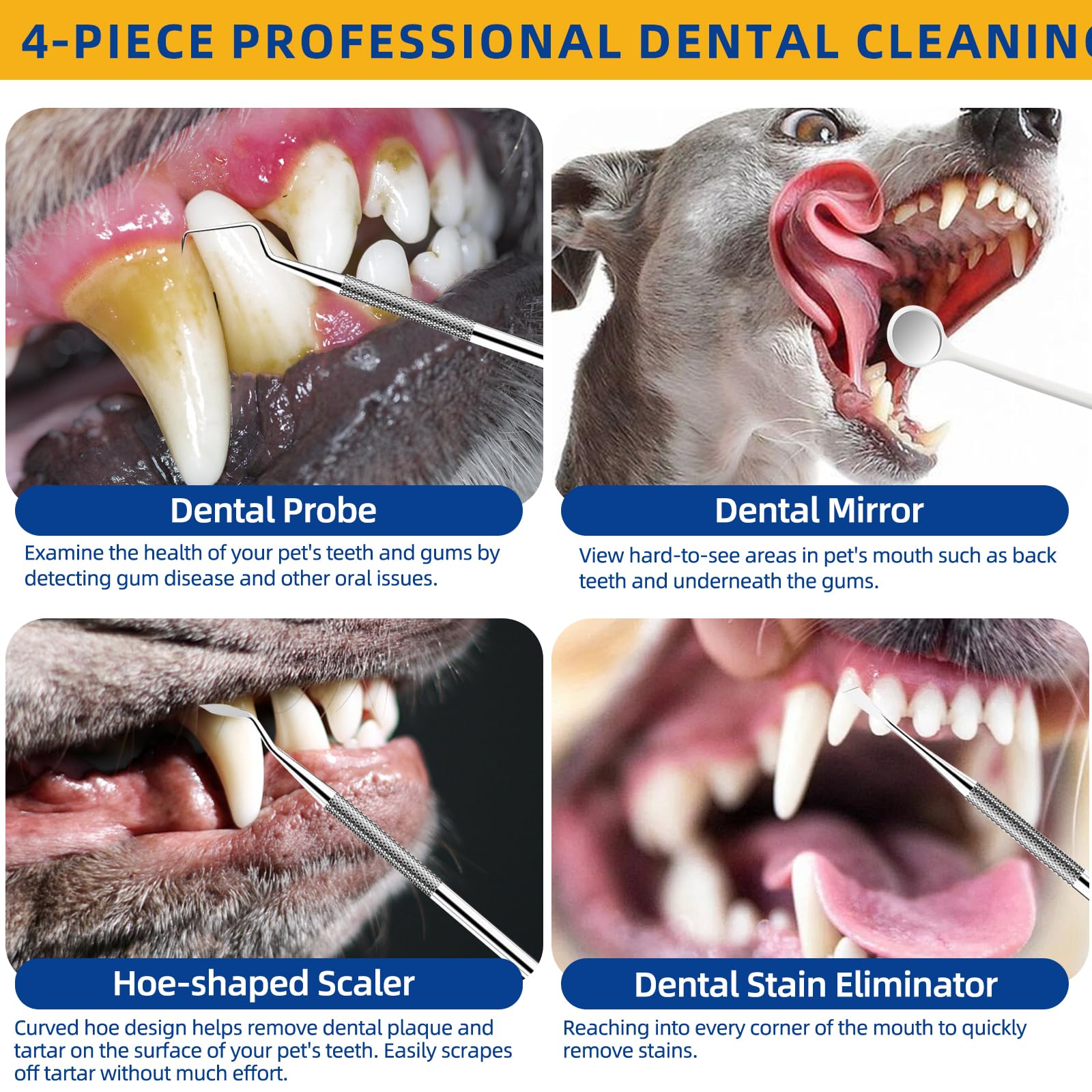SLE Kit Pulizia Denti Cane per tartaro e Macchie, Adatto per Cani e Gatti, Spazzolino Cane per la Pulizia dei Denti, per Animali Domestici