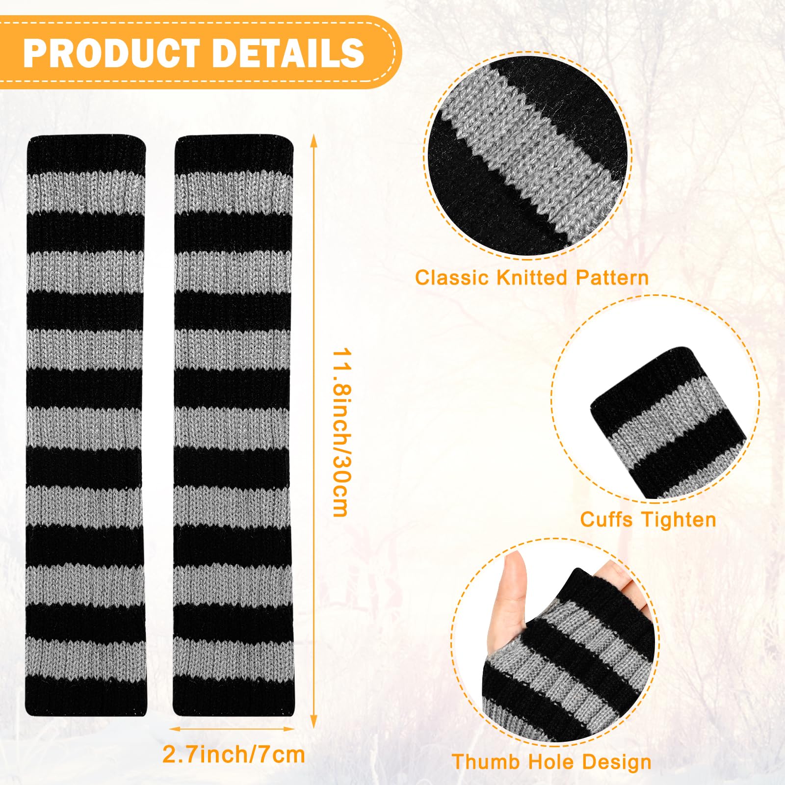 ONESING 3 Pairs Arm Warmers Winter Fingerless Gloves for Women Cold Weather
