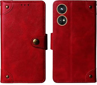 Flip Genuine Premium Leather Phone Gel Case for Pozzi Turbo 6.79" Back Cover Skin Etui Protective Protector Wallet Pouch Shell Bumper Red