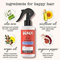 Vista 5 de SAUCE BEAUTY Spray protector térmico para el cabello (8 onzas líquidas) Spray protector térmico para salsa picante con aceite de argán, aloe
