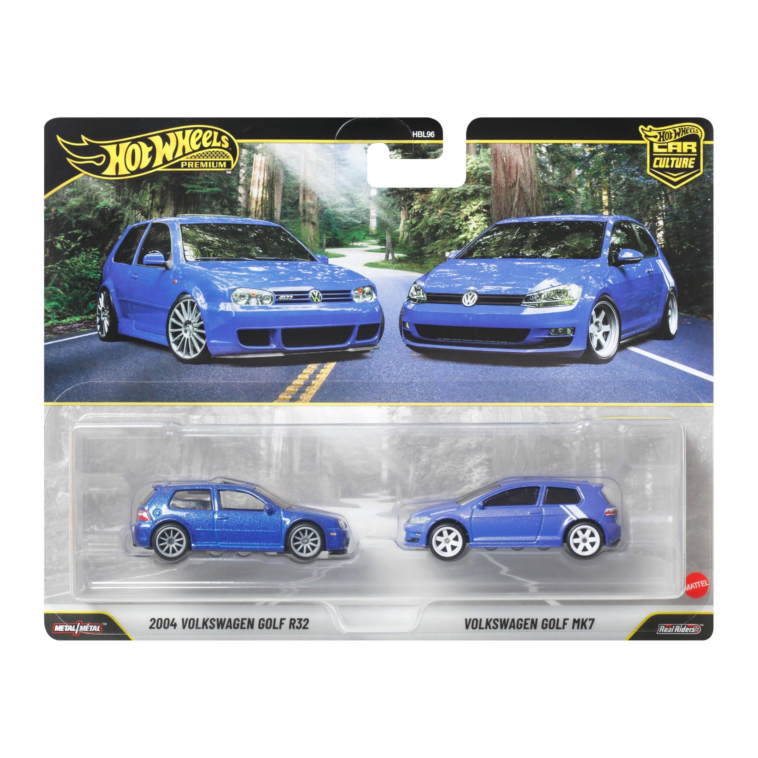 Hot Wheels Premium Car Culture 2er-Pack Fahrzeuge im Maßstab 1:64, Einzigartige Zusammenstellungen, Real-Riders-Reifen, Metall-/Metall-Karosserie, Spielzeug für Sammler, JHW49 - 2