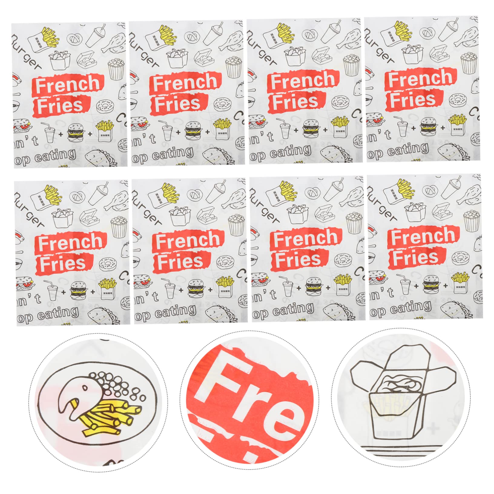 300piezas Bolsa Desechable Para Alimentos Unidades Para Papas Fritas Ligera y Práctica