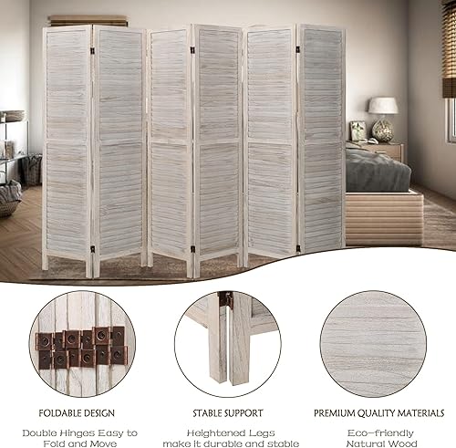 Miniatura 5 de ECOMEX Divisores de habitación de 4 paneles y pantallas plegables de privacidad, divisor de madera de 5.8 pies, pantalla plegable, separadores de