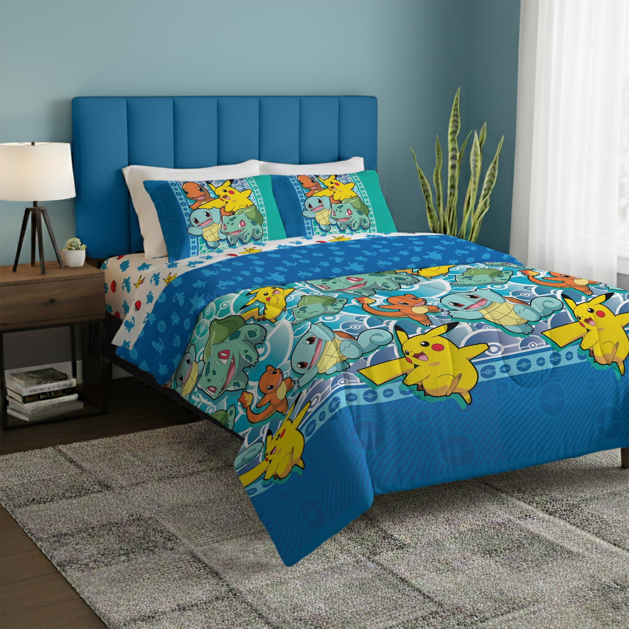 Amazon.com: Northwest Pokemon First Starters Full Size Bed in a Bag Set,  Pikachu Charmander Squirtle Bulbasaur, Kids Boys Girls Bedding Comforter  Sheets : Home & Kitchen