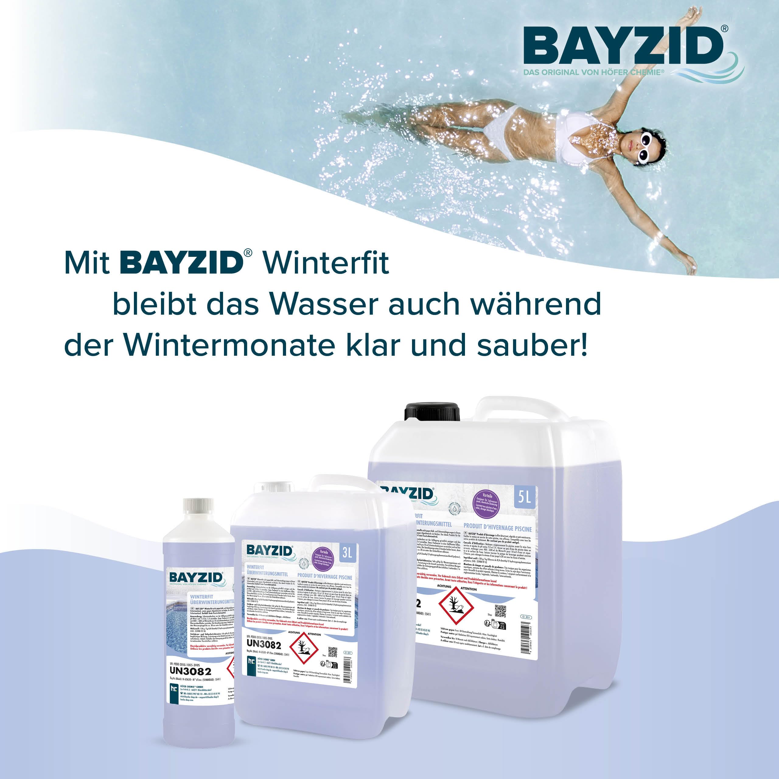 Höfer Chemie 4 x 5 L Pool Wintermittel - BAYZID Winterfit Überwinterungskonzentrat für Schwimmbad und Pool