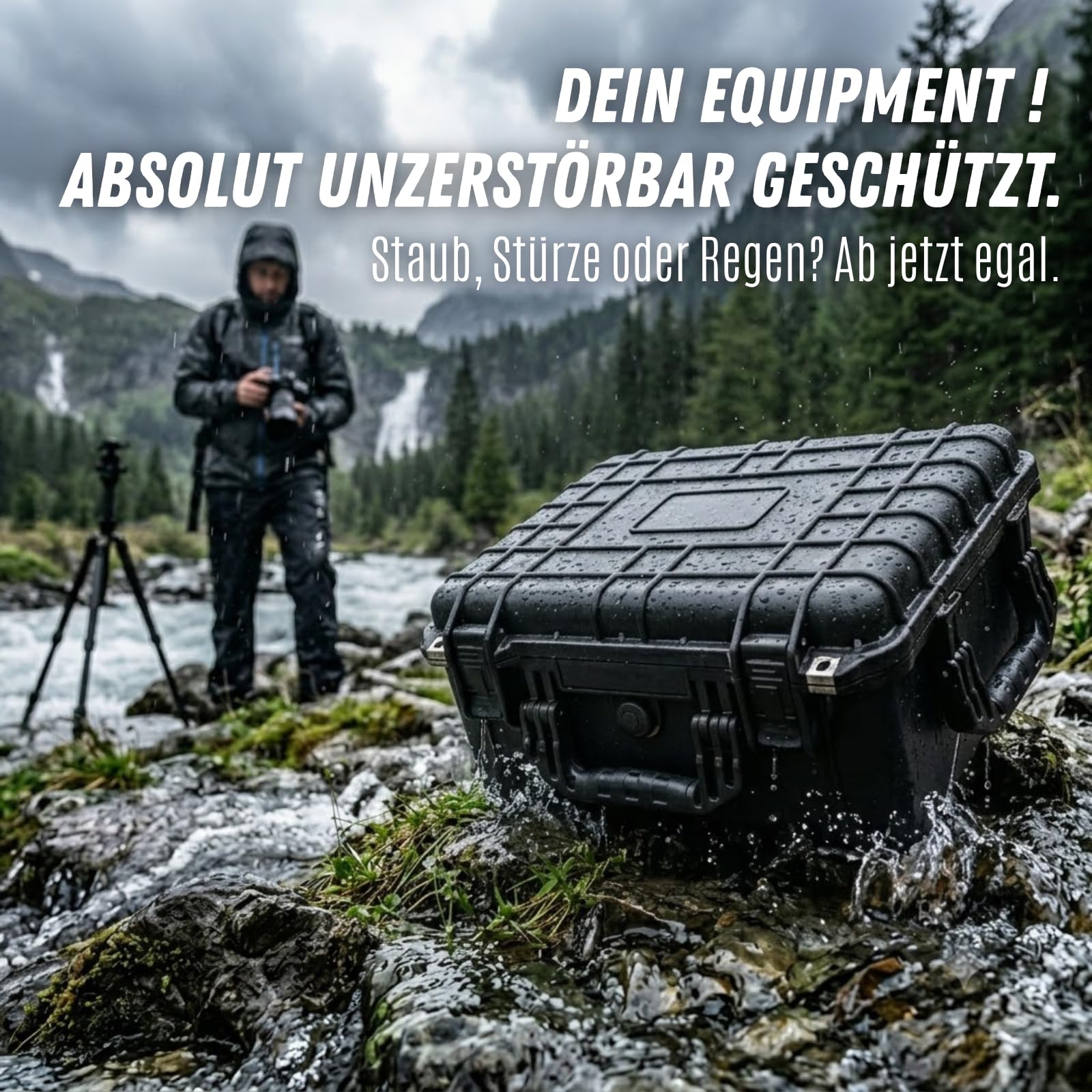 Magnet-Kauf Fotokoffer Mit Schaum - Universalkoffer Schutzkoffer Mit Schaumstoff - Transportkoffer - Pistolenkoffer Kunststoff - Kammerkoffer Klein und Groß Wasserdicht (34x29x15,2 cm)