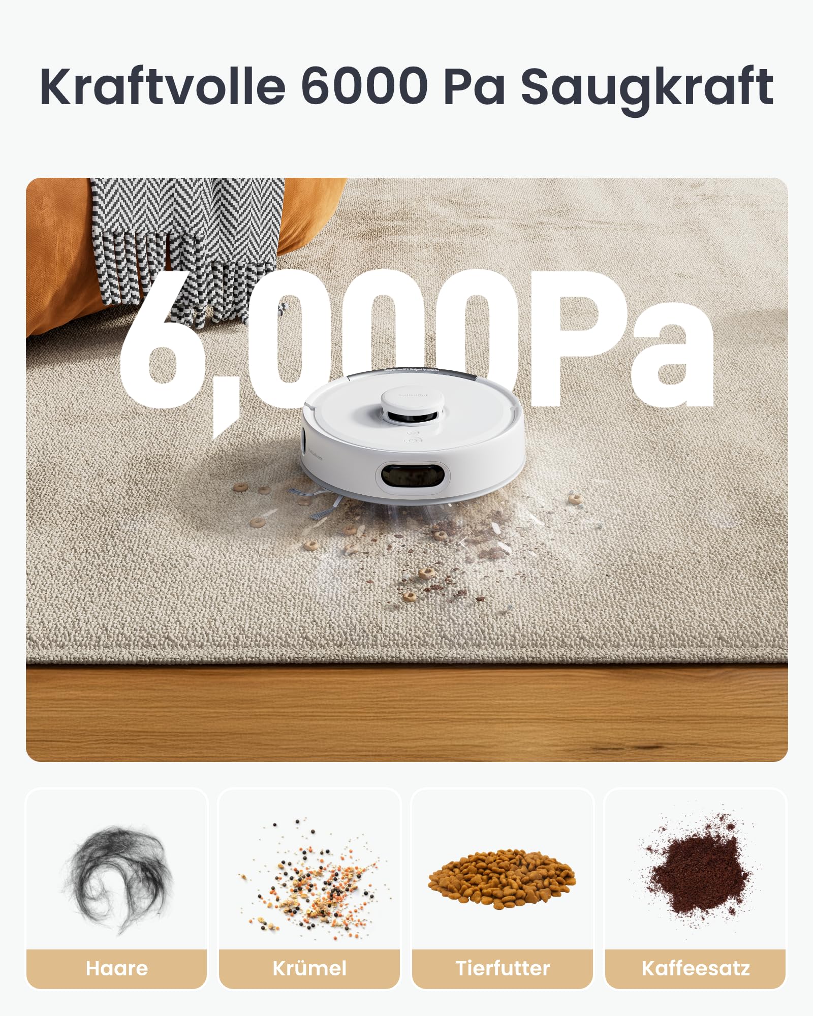 SwitchBot K11+ Saugerroboter mit Mopp, 6000Pa Saugkraft, 90 Tage Staubauffang, Selbstentleerung, LDS Smarte Kartierung, schlankes 3,6" Design, kompatibel mit Apple Home, Alexa, Google Home und Matter