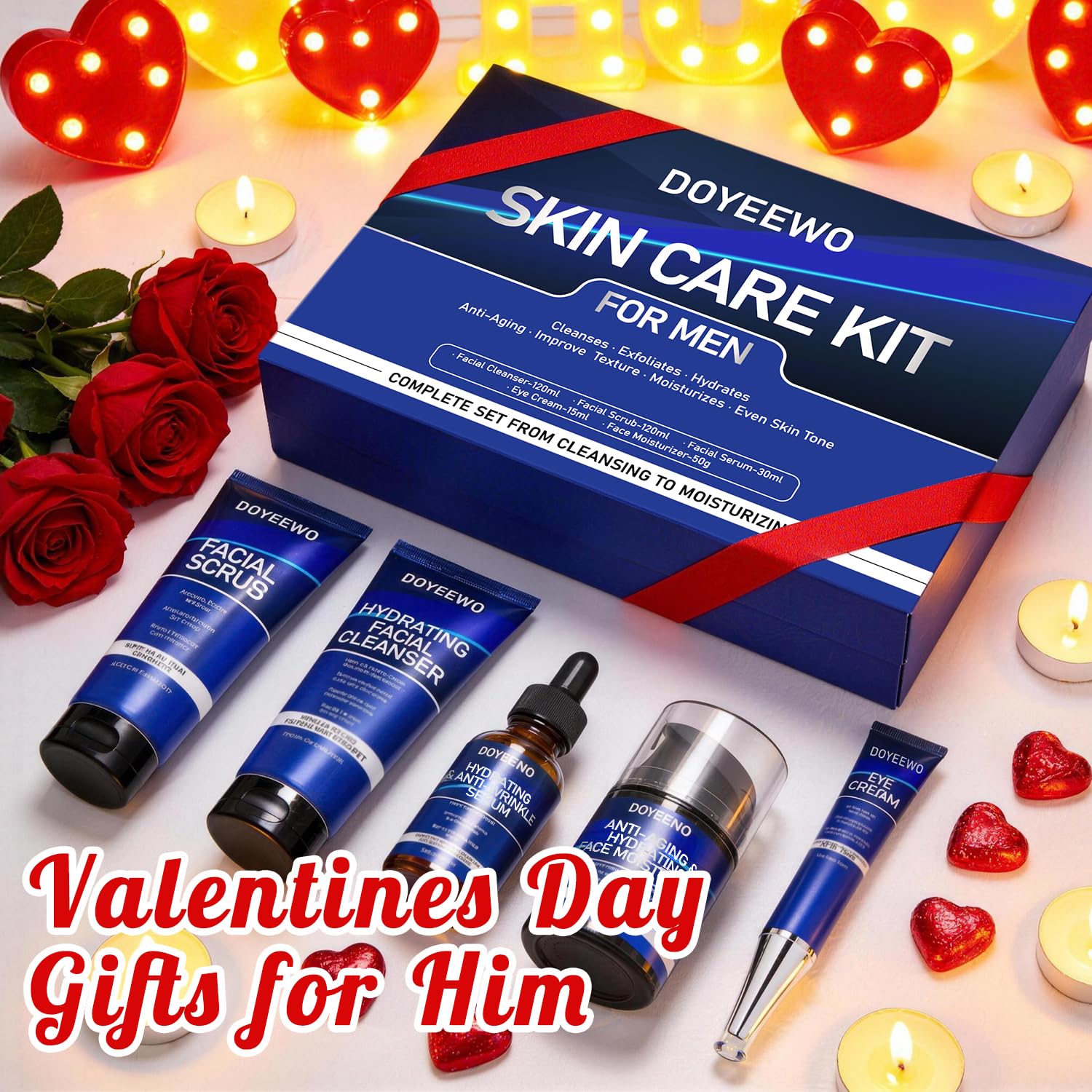 Skin Care for Men, Hydrate, Firm, Anti-Aging & Wrinkle Mens Self Care Facial Face Routine Kit,Birthday Valentines Gift Baskets for Young Men Him Teen Boy Dad Boyfriend Husband Christmas Gifts Ideas - Image 2