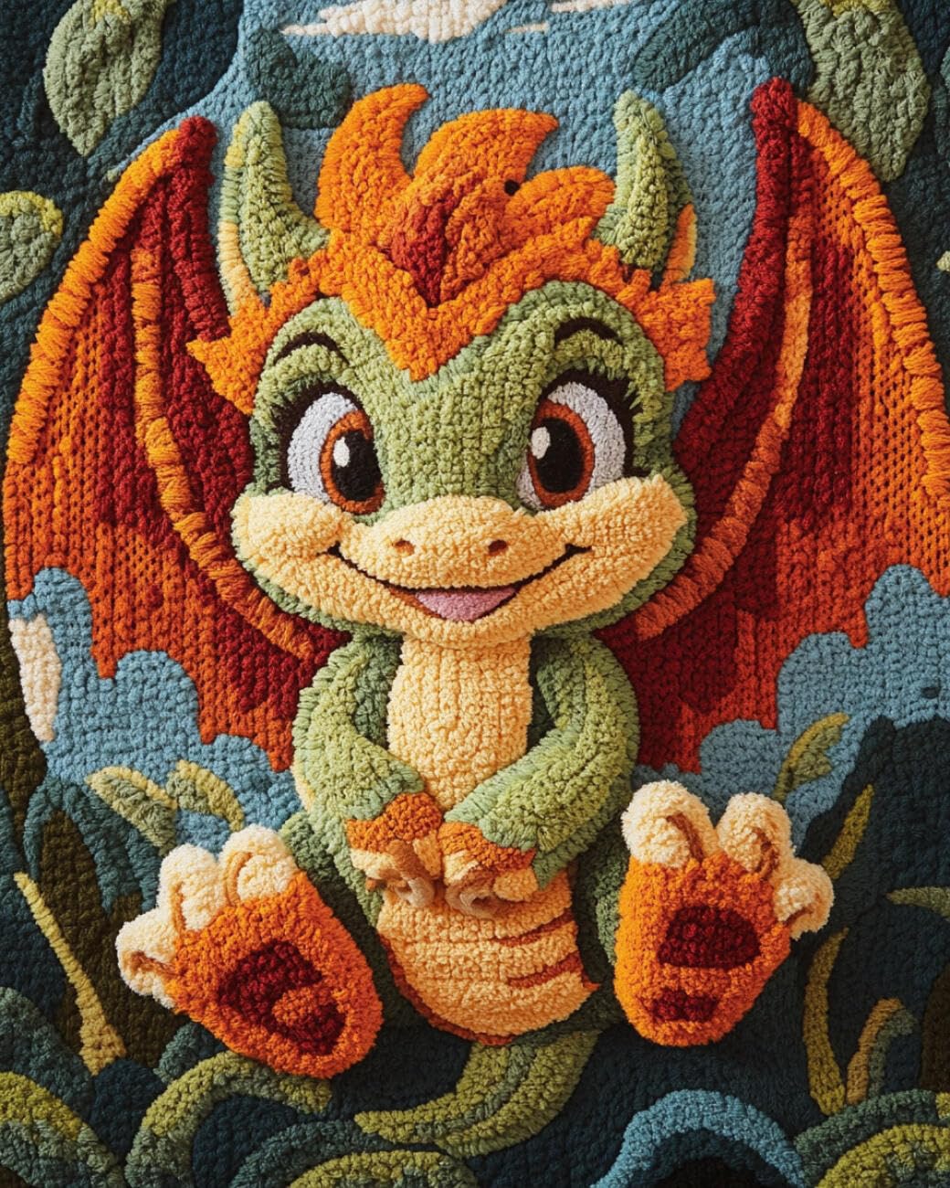 AMBATTERY Latch Hook Rug Kit Cartoon Dragon 90x120cm