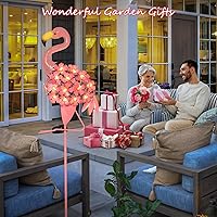 Vista 2 de Homeimpro Luces solares de jardín, flamenco, decoración de patio, regalos para mujeres, decoración al aire libre, luces de estaca, impermeables