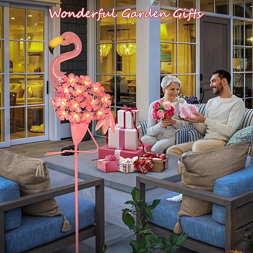 Miniatura 7 de Homeimpro Luces solares de jardín, flamenco, decoración de patio, regalos para mujeres, decoración al aire libre, luces de estaca, impermeables,
