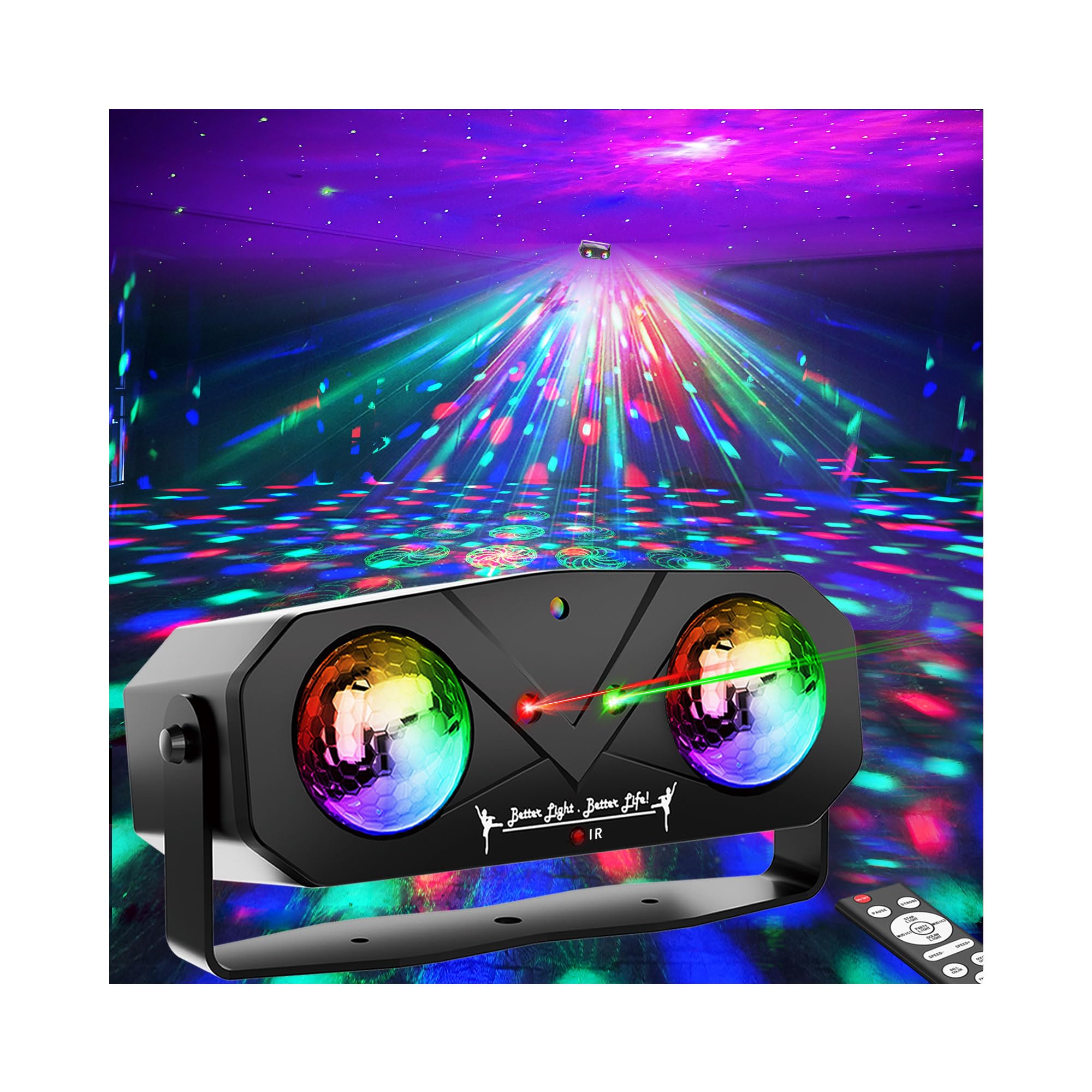 Party Lights DJ Disco Light,Disco Ball Star Projector RGB LED Strobe Lights Stage Light Sound Activated Ocean Wave Effect for Parties Club Holiday Christmas Birthday Wedding