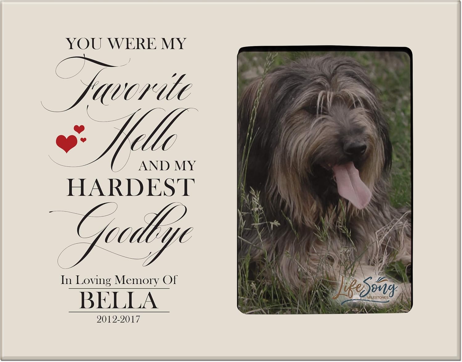 LifeSong Milestones You were Favorite Hello Memory Dog Picture Frame - Personalized Pet Memorial Gifts - Memory Sympathy Gifts for 4x6 Photo - Frame Measures 8” x 10” (Maple)
