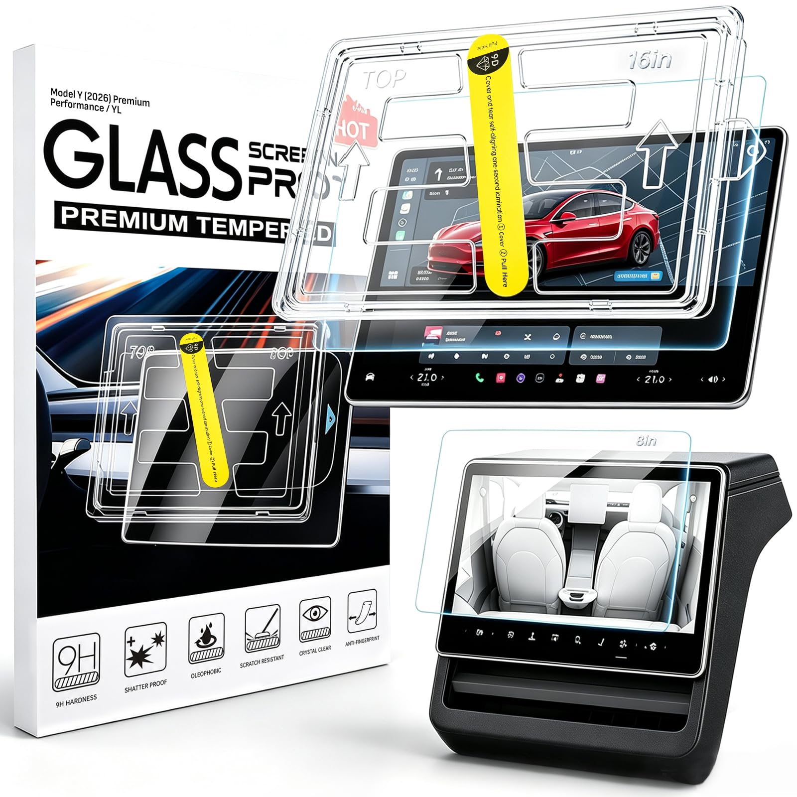16“ Screen Protector for 2026 Tesla Model Y Juniper, Matte Tempered Glass Model Y (2026) Premium / Performance / YL