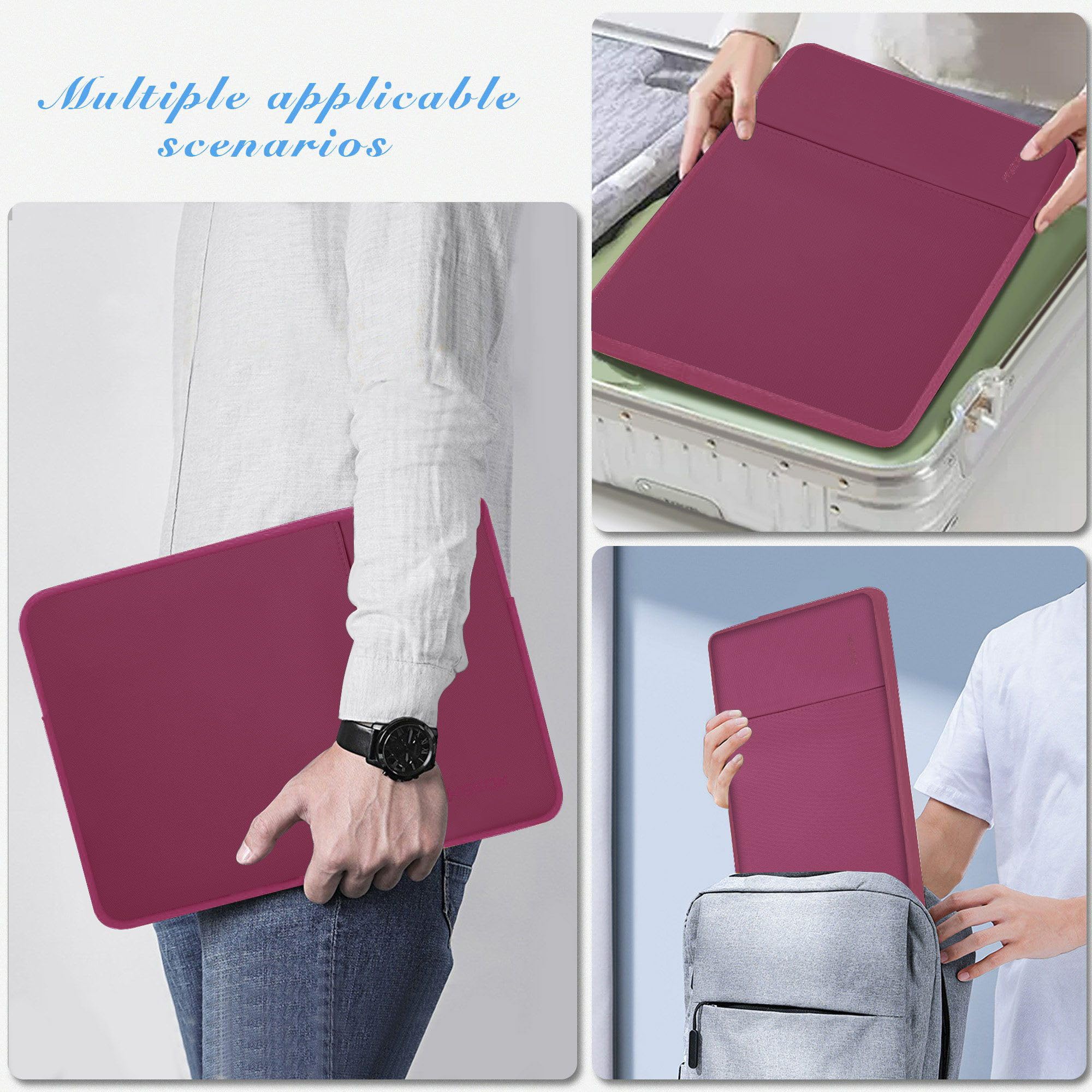 HSEOK 15,6" Funda para Computadora Portátil, Funda Impermeable a Prueba de Golpes con Bolsillo Lateral, Compatible con MacBook Pro 16"/15" y la Mayoría de Las PC de 15" 15,6" 16",W02R01 - 5