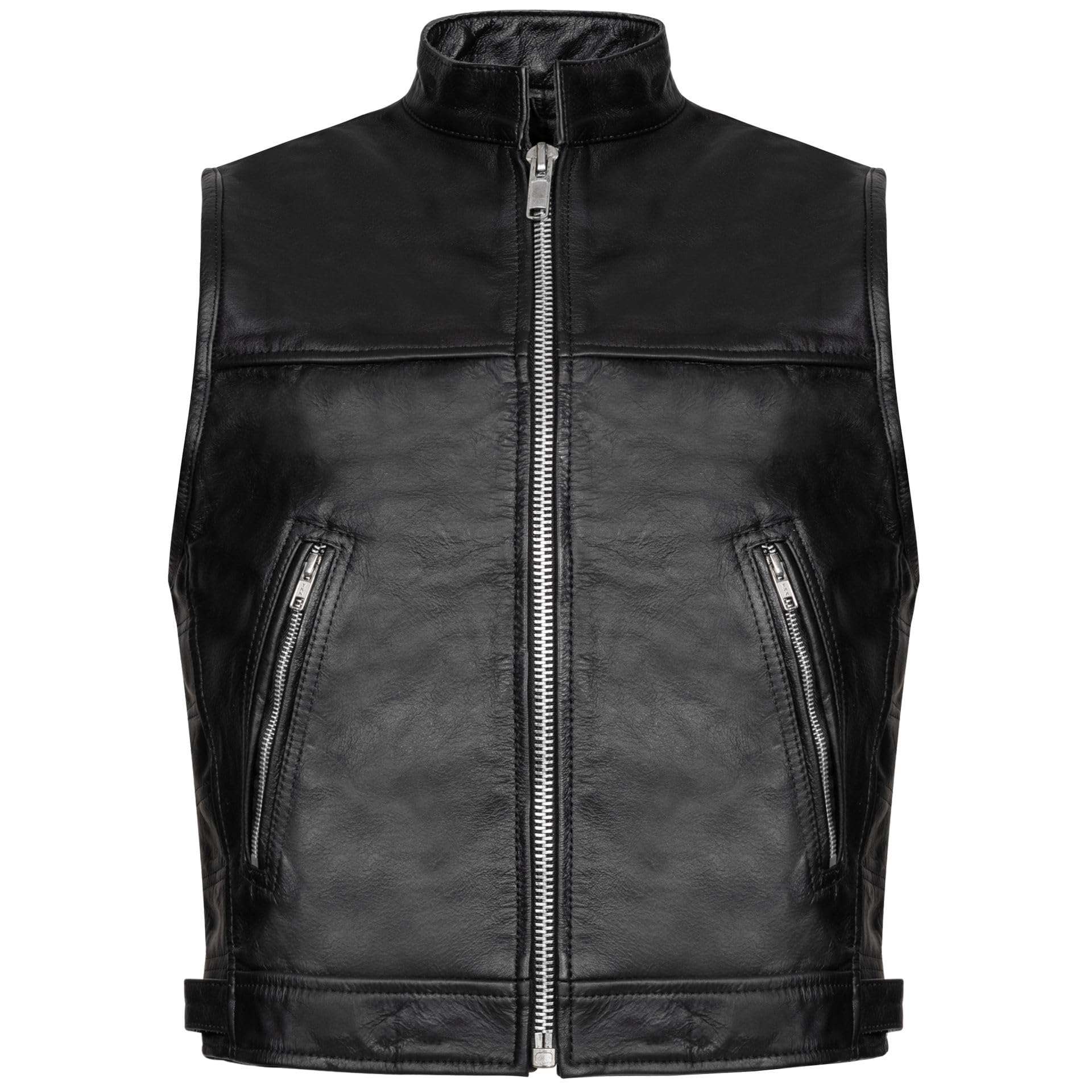 PAULGOS Lederweste Weste Kutte Leder Biker Rocker Motorrad Clubweste Bikerweste Motorradweste Schwarz BW8