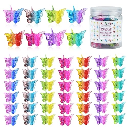 Miniatura 1 de EAONE 50 pinzas para el cabello de mariposa pastel, mini accesorios lindos para niñas y mujeres de los años 90 con paquete de caja, colores