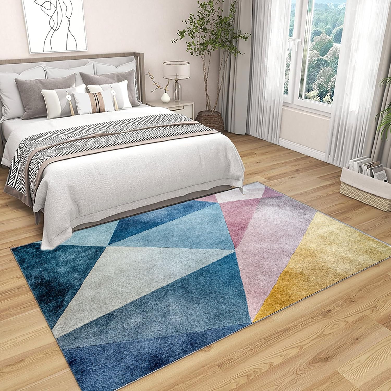 Teppiche Modern Abstrakter Patchwork-Druck Teppich, Wohnzimmer Teppich, Teppiche Wohnzimmer Bunt, Carpet Bedroom, Zimmer Deko.(blau)-180x270cm