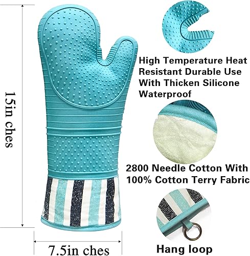 Miniatura 3 de RED LMLDETA - Guantes de horno resistentes al calor de 550 grados, guantes de silicona para horno, 1 par, guantes de horno profesionales extra