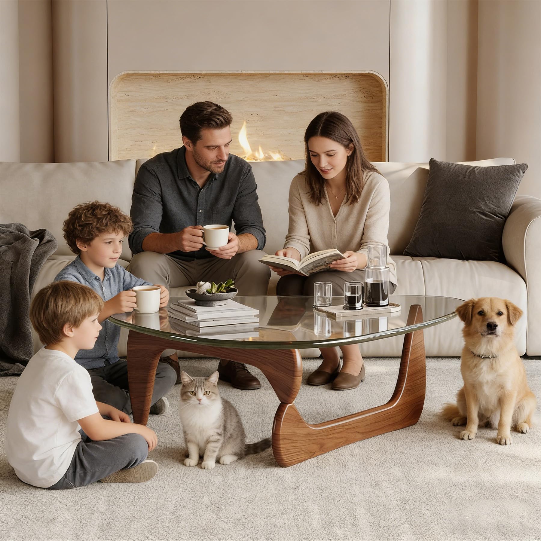 Amazon.com: Glass Coffee Table, 44.9″D×32.3″W×15.8″H Triangle